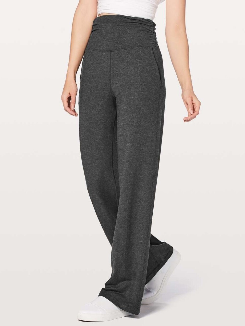 Lululemon Take It Easy Wide Leg Pants in Heathered Black